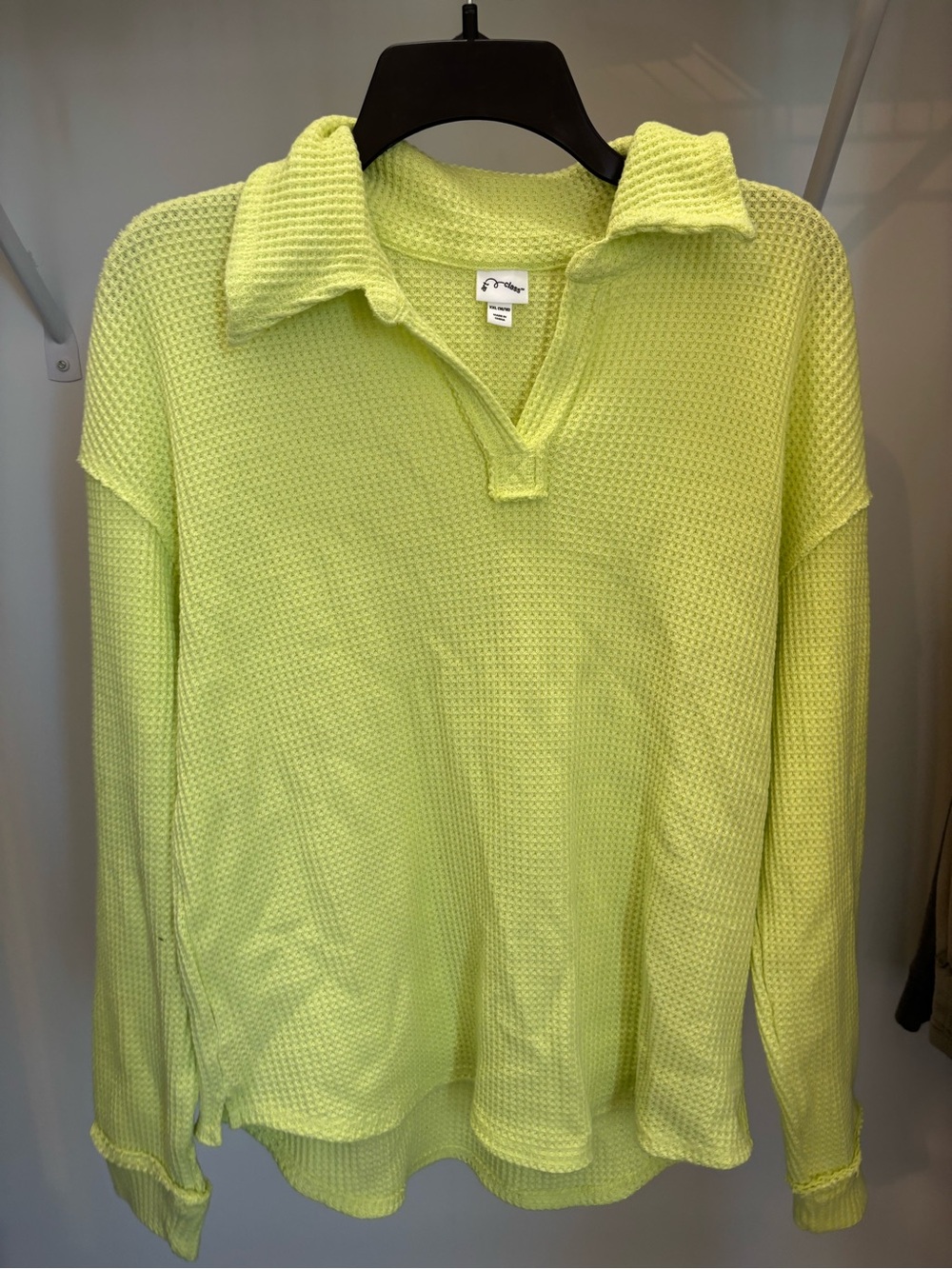 art class Waffle Knit Pullover in Neon Yellow-Green